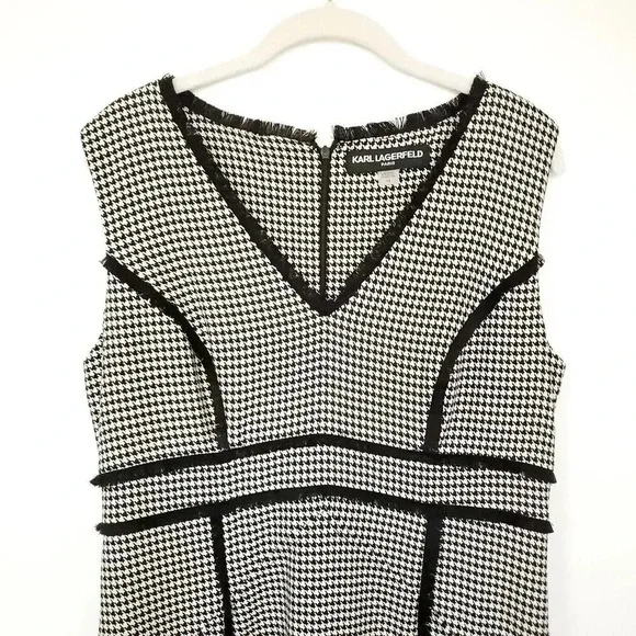 KARL LAGERFELD X ITALIA INDEPENDENT Dress Size 12 Houndstooth Print Knee-Length - Picture 5 of 12